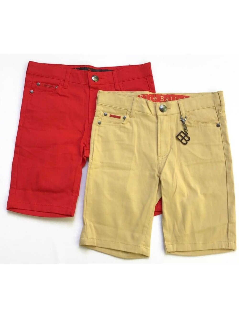 Elie Balleh Milano Italy Boys Red & Khaki Tan Shorts Size 10 Denim’s Collection